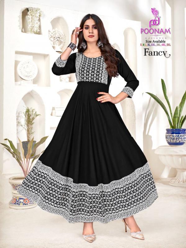 Poonam Fancy Ethnic Wear Rayon Anarkali Kurti Collection